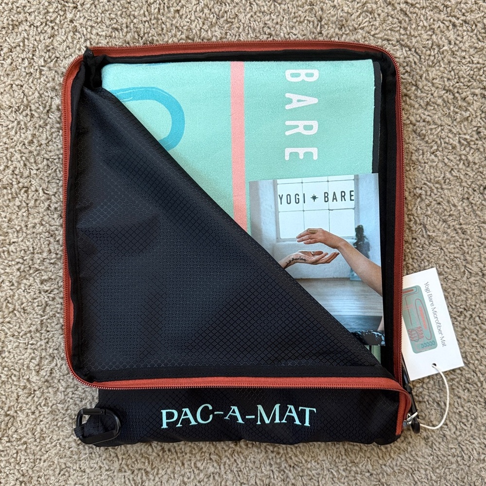 Yogi Bare Pac-A-Mat Travel Yoga Mat w Pouch - Abstract Green